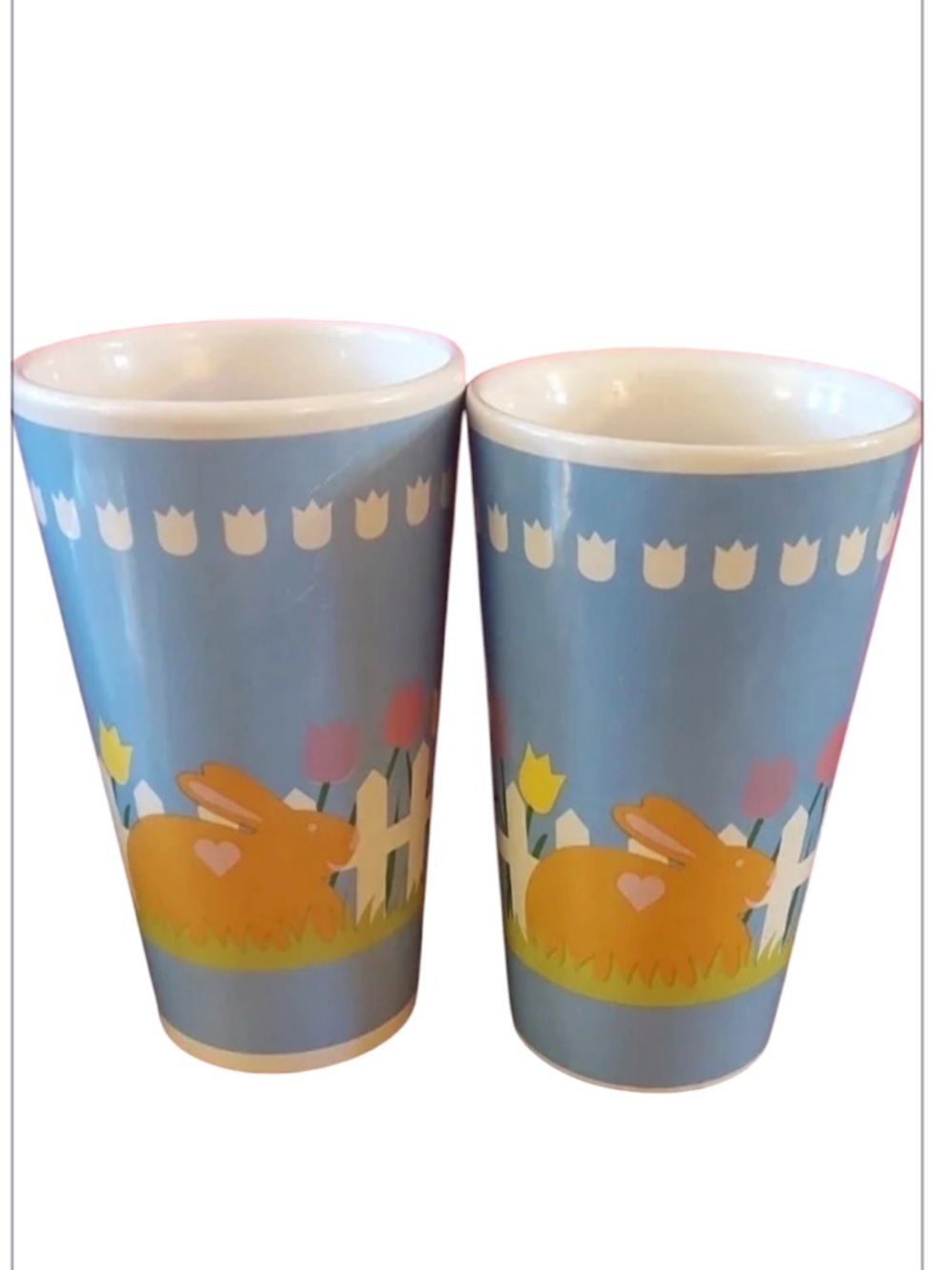 EASTER bunny -  2 Little Bunny With Flowers Coffee Mug in excellent condition